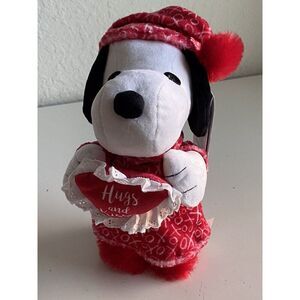 Peanuts SNOOPY Valentines Side Stepper Heart Pajamas Slippers Hat Hugs Kisses